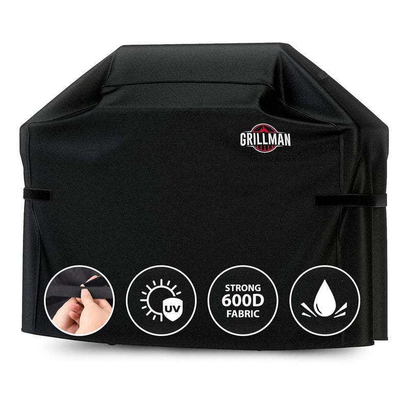 Grillman Grill Cover, BBQ Outdoor Grill Covers, Charcoal, Gas Grills, Waterproof, Rip-Proof, Weather-Resistant, Anti-UV, Barbecue Cover for Weber, Genesis, Charbroil, Nexgrill, etc (Black, 64 Inch) - Image 1